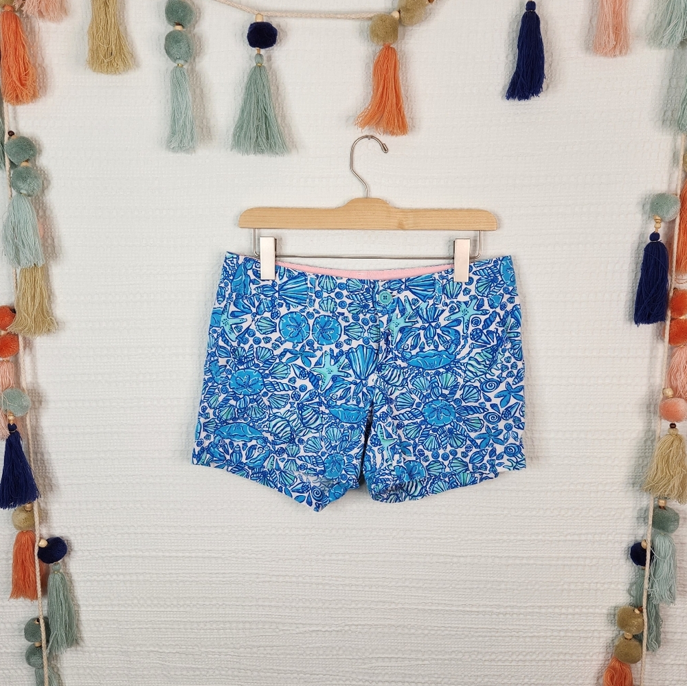 LILLY PULITZER Seashell Callahan Shorts Blue Sailors Valentine
